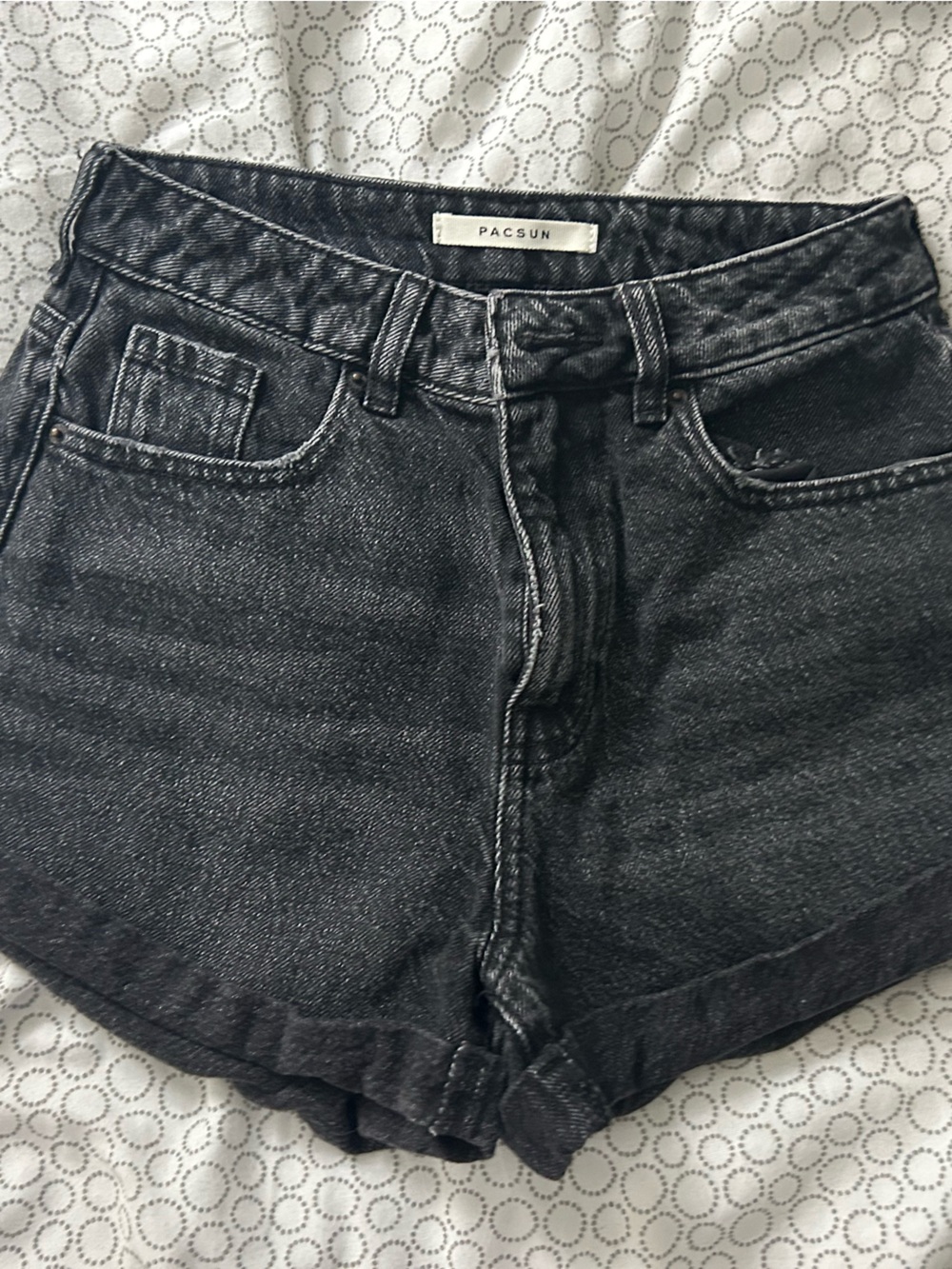 PacSun Women's High-Waisted Black Washed Denim Shorts